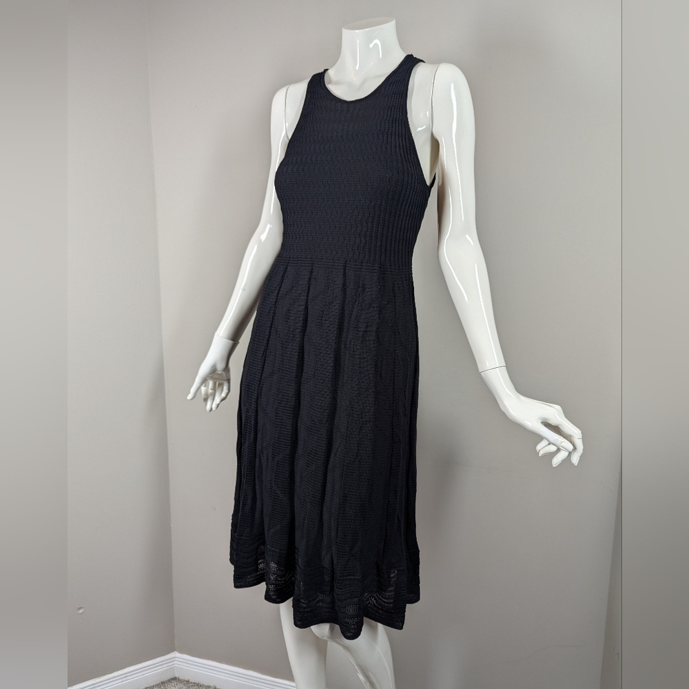 Missoni Black Knit Midi Dress Size 8-6 Classic Chevron Knit